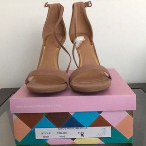 Taupe ankle strap sandal